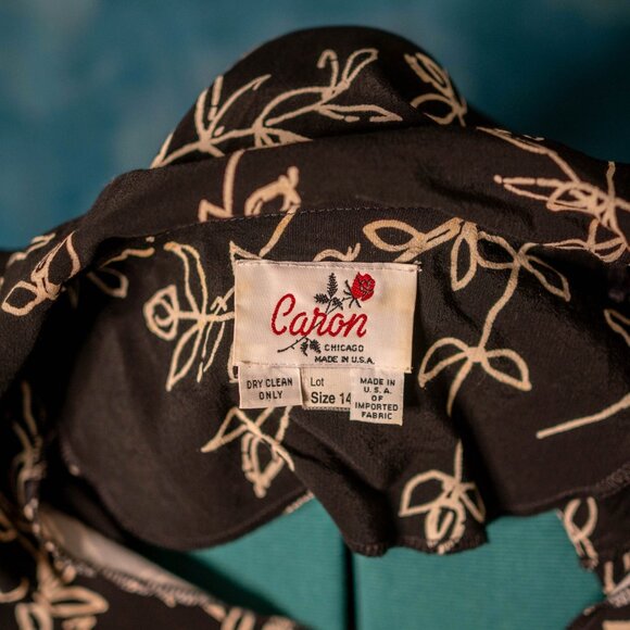 CLEARANCE Vintage Caron Collared Midi Dress Floral Print Size 14 USA Made - Picture 6 of 6